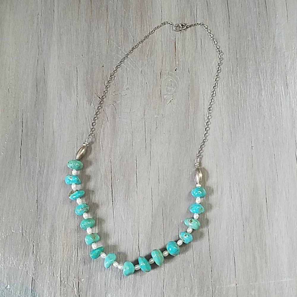 Turquoise and pearl necklace